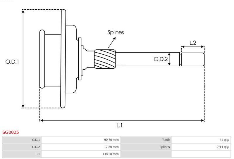 Коронна шестірня, планетарна передача (стартер), Auto Starter SG0025