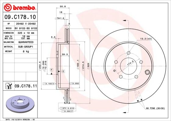 BREMBO Remschijf 09.C178.11