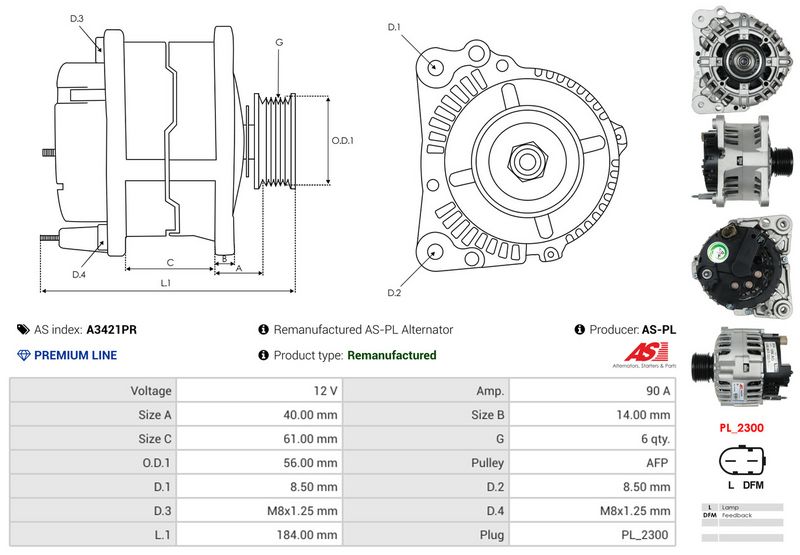 AS-PL A3421PR Alternator