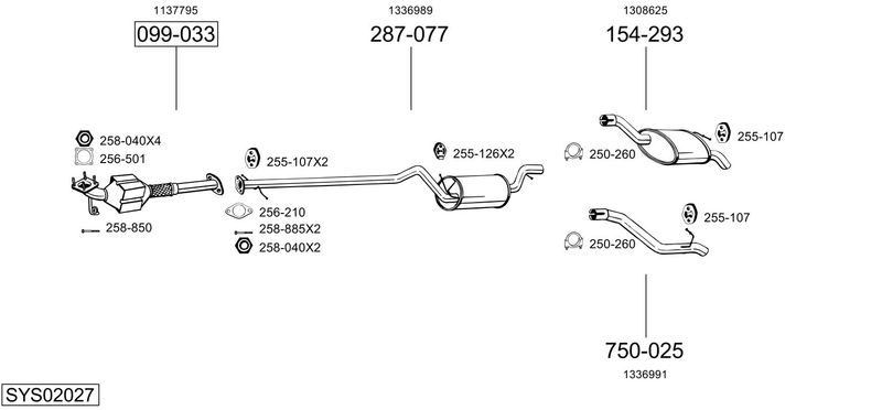 BOSAL kipufogórendszer SYS02027