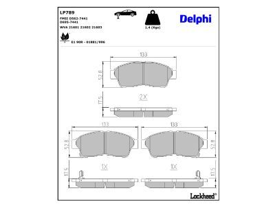 DELPHI LP789 Brake Pad Set, disc brake