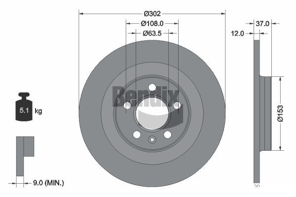 BENDIX Braking féktárcsa BDS2011