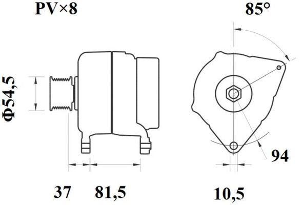 alternátor DAF 28V/80A - řemenice 8 drážek MG810