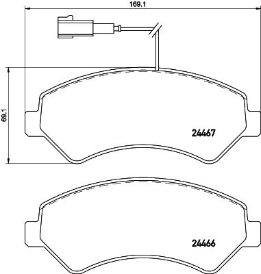 Комплект гальмівних накладок, дискове гальмо, Hella 8DB355019-901