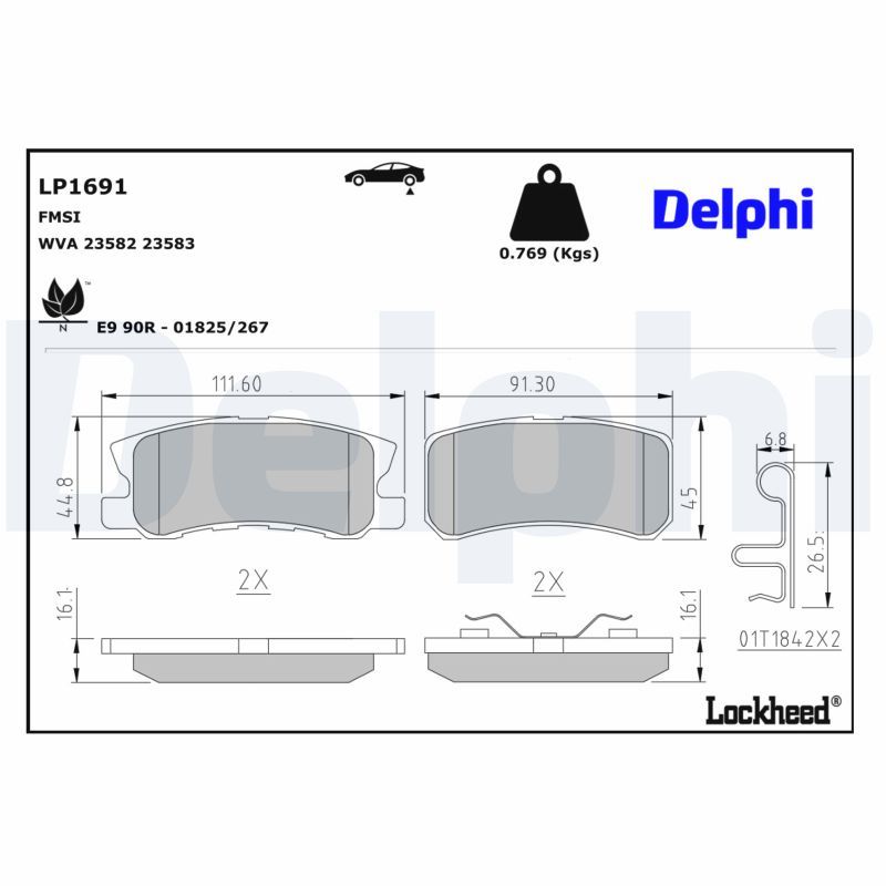 Piduriklotsi komplekt, ketaspidur, DELPHI LP1691
