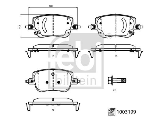 Bremsbelagsatz, Scheibenbremse