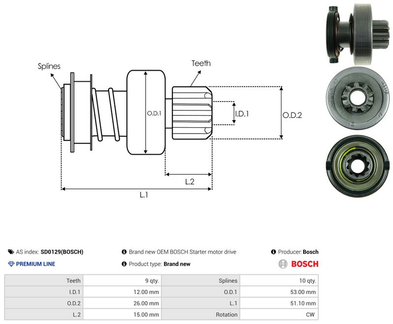Vabajooks, starter, AS-PL SD0129(BOSCH)