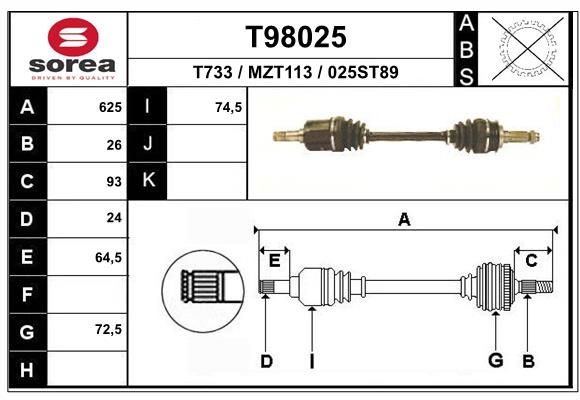 EAI hajtótengely T98025