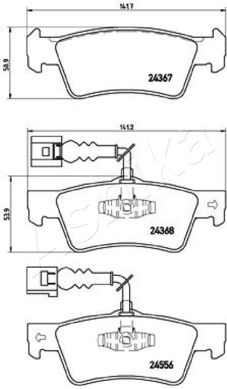 Комплект гальмівних накладок, дискове гальмо, Ashika 51-00-0924