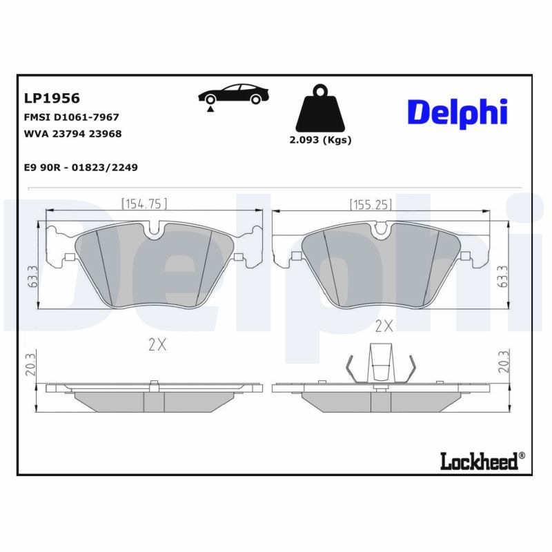 Piduriklotsi komplekt, ketaspidur, DELPHI LP1956