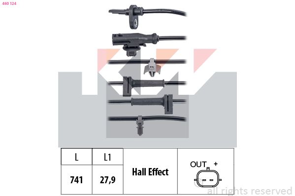 Датчик, кількість обертів колеса, Kw 460124
