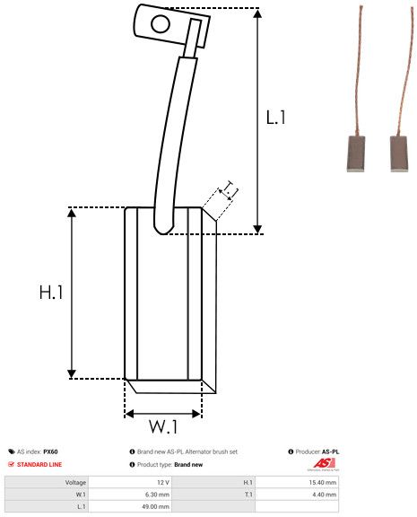 AS-PL PX60 Carbon Brush, alternator