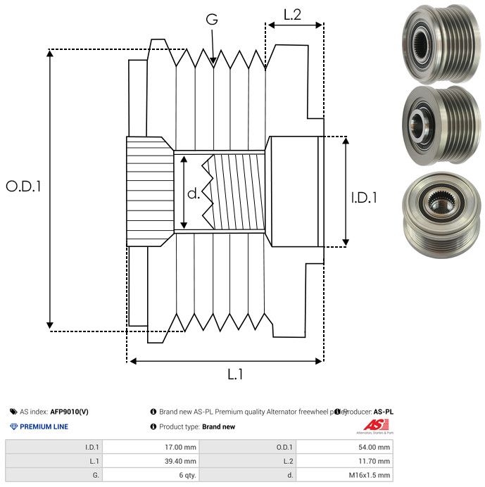 AS-PL AFP9010(V) Alternator Freewheel Clutch