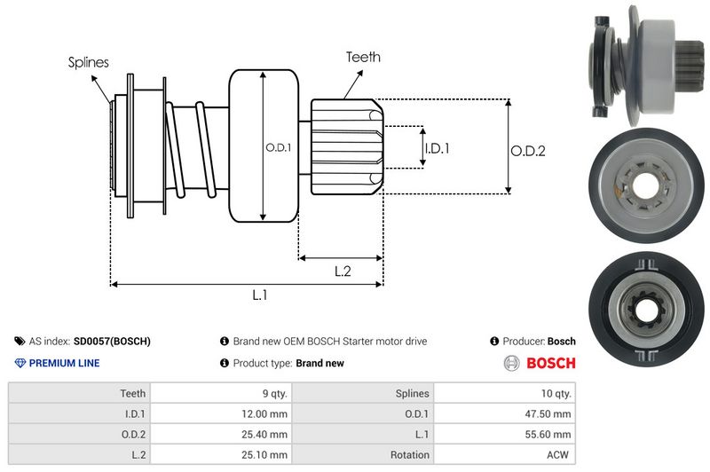 AS-PL SD0057(BOSCH) Freewheel Gear, starter