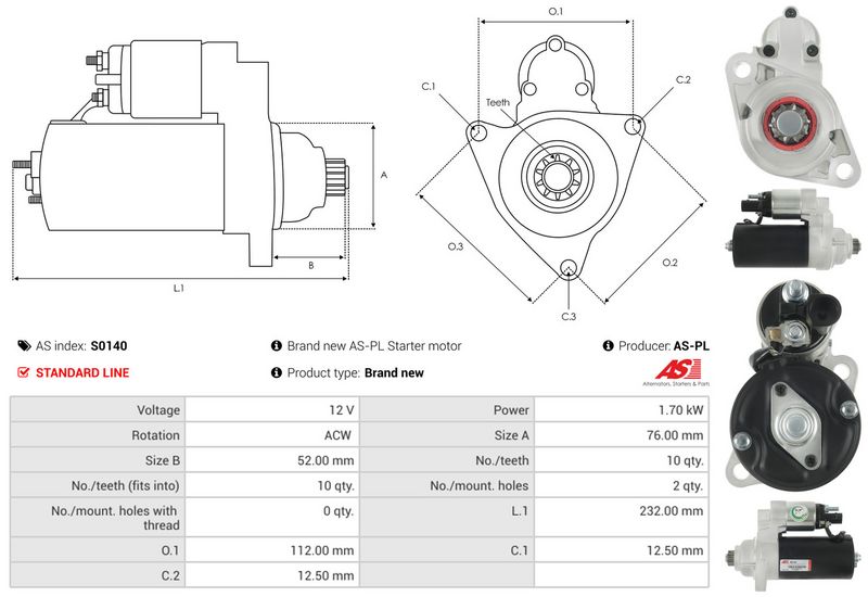 Starter, AS-PL S0140