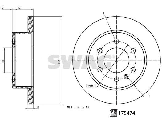 SWAG 33 10 5287 Brake Disc