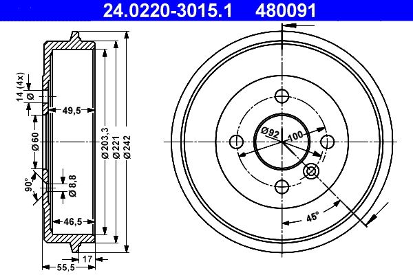 ATE Remtrommel 24.0220-3015.1