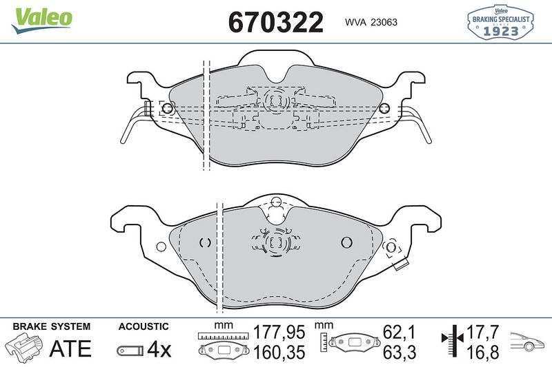 Plaquettes+de+frein+à+disque VALEO 670322