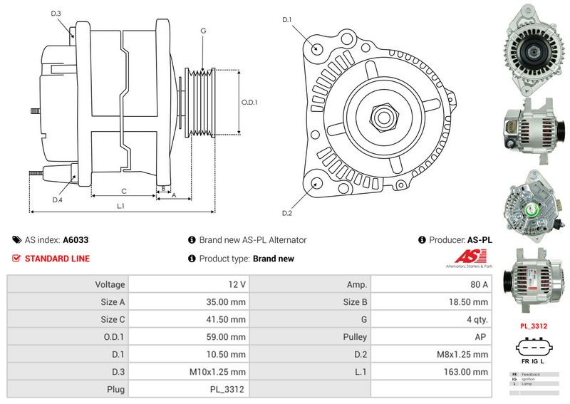 AS-PL A6033 Alternator