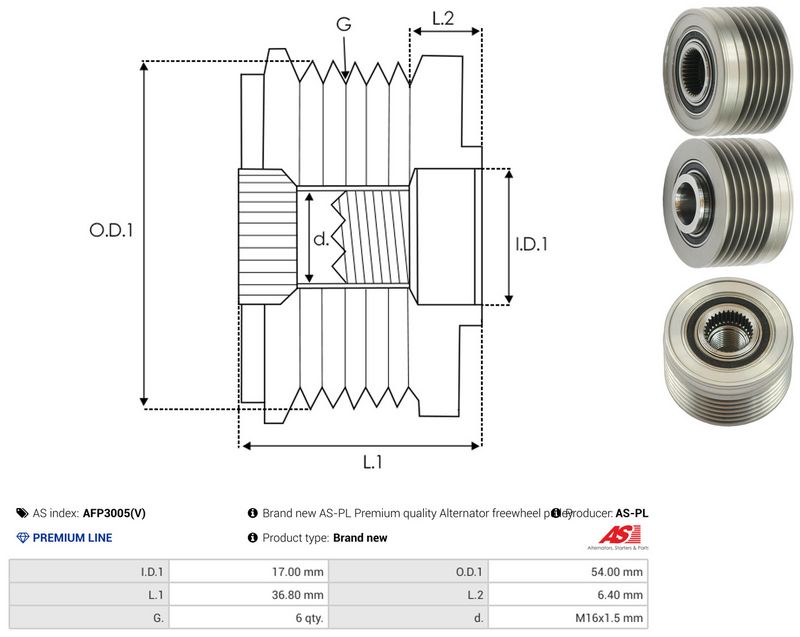 AS-PL AFP3005(V) Alternator Freewheel Clutch