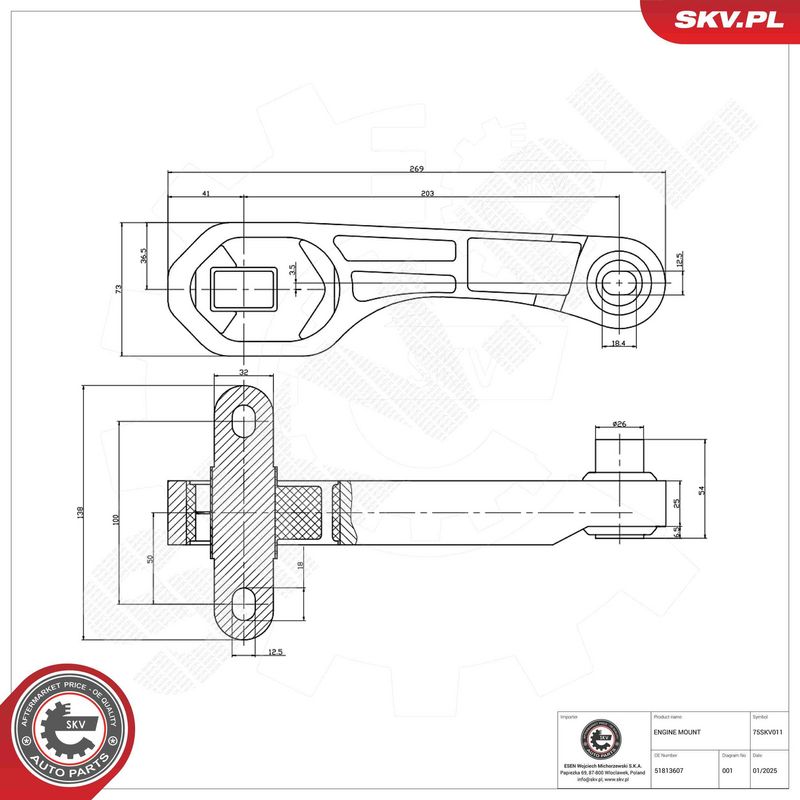 ESEN SKV 75SKV011 Mounting, engine