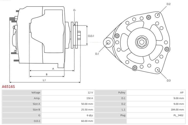 AS-PL A6516S Alternator