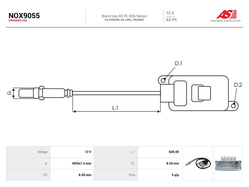 NOx-sensor, karbamiidipritse, AS-PL NOX9055