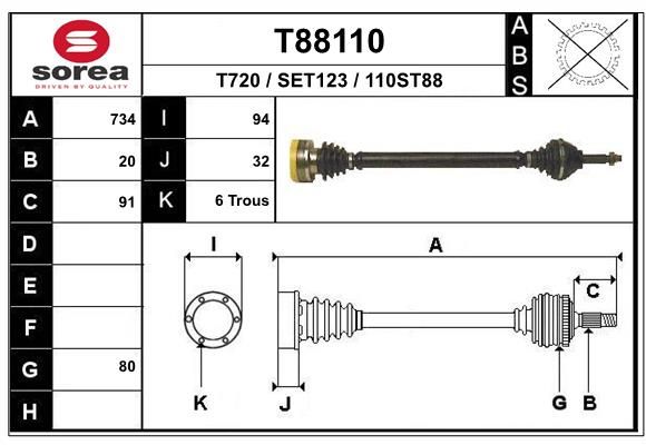 EAI hajtótengely T88110