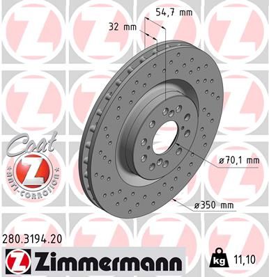 передні CIVIC IX (FK) 2.0 i-VTEC Type R (FK2) 08.2015 - 350х32мм Zimmermann 280319420