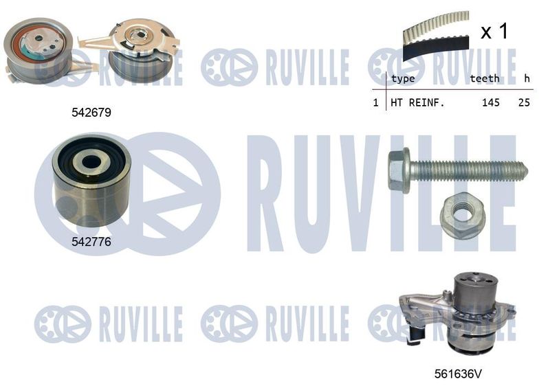 RUVILLE Vízpumpa + fogasszíj készlet 5503912