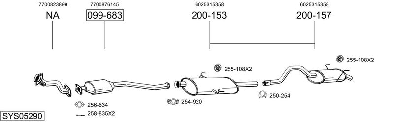 BOSAL kipufogórendszer SYS05290