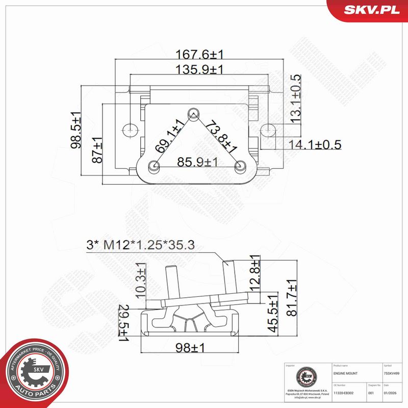 ESEN SKV 75SKV499 Mounting, engine
