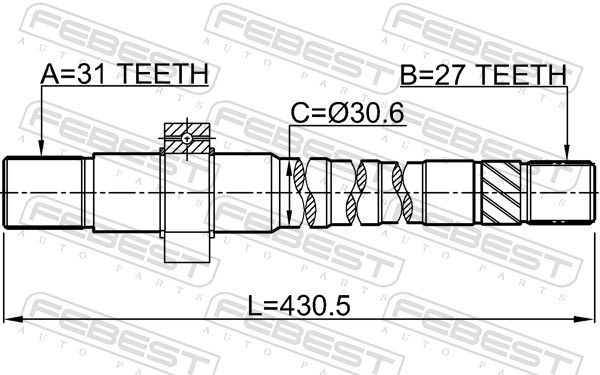 Приводний вал, Febest 2412-DUSTAWD