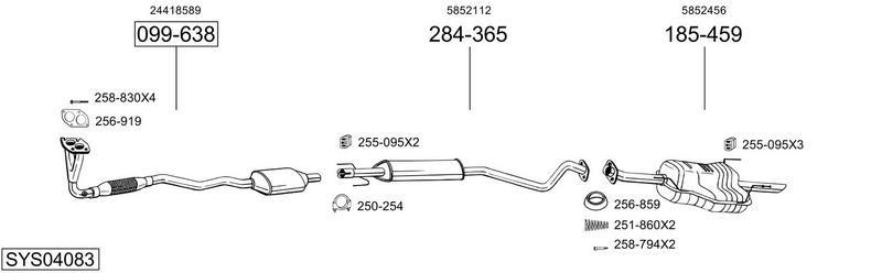 BOSAL kipufogórendszer SYS04083