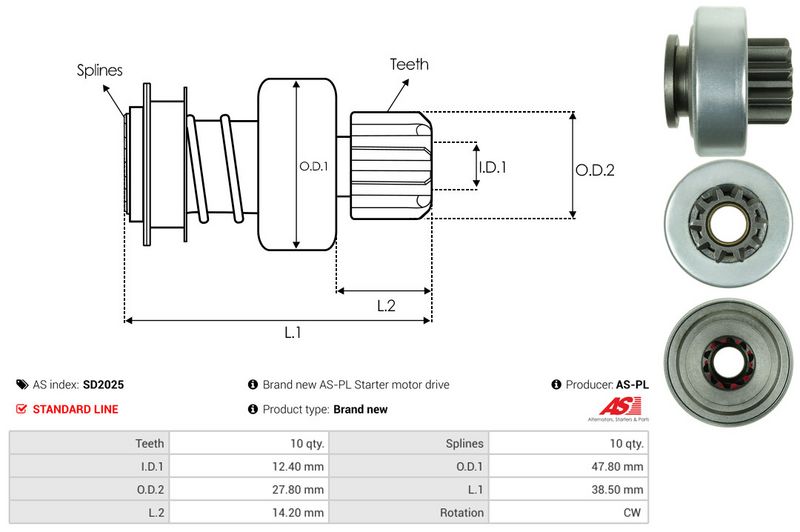 AS-PL SD2025 Freewheel Gear, starter