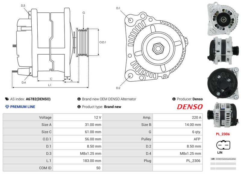AS-PL A6782(DENSO) Generatorius