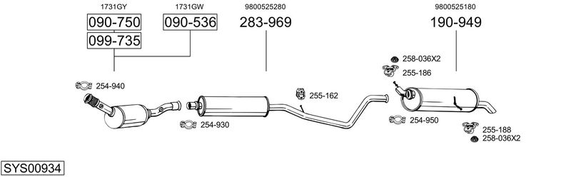 BOSAL kipufogórendszer SYS00934