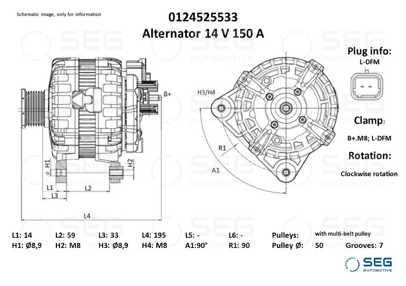 SEG Automotive 0124525533 Alternator