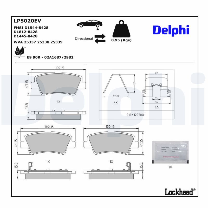 DELPHI LP5020EV Brake Pad Set, disc brake