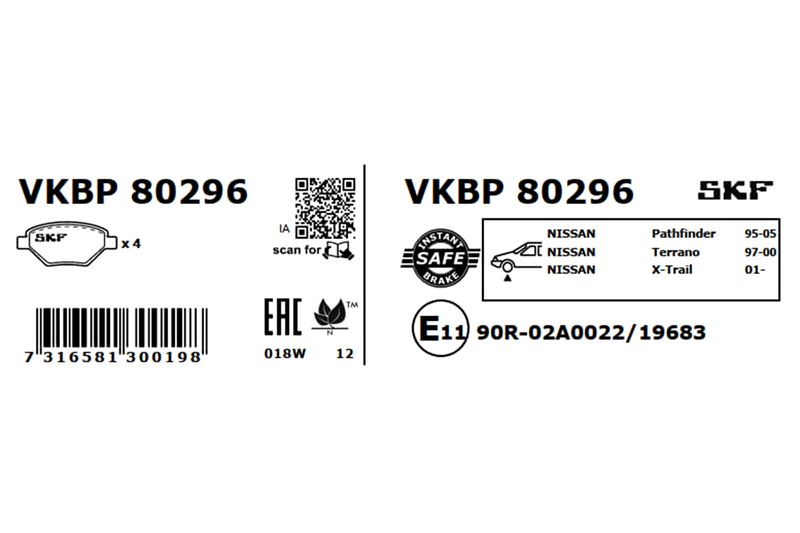 SKF VKBP 80296 Brake Pad Set, disc brake