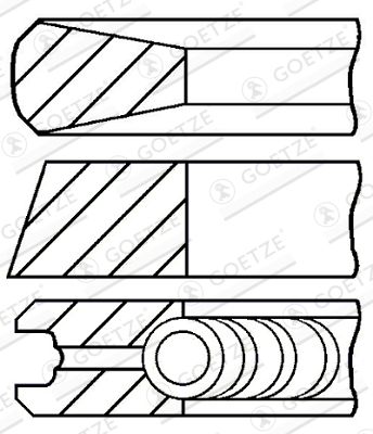 Комплект поршневих кілець, 83,00мм, Hyundai Accent, Tucson, 1,5-2,0 CRDi, 01-, Goetze 08-431900-00