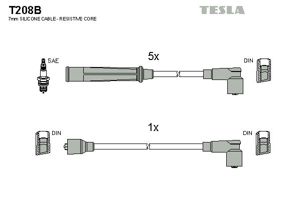 Комплект проводів високої напруги, Tesla T208B