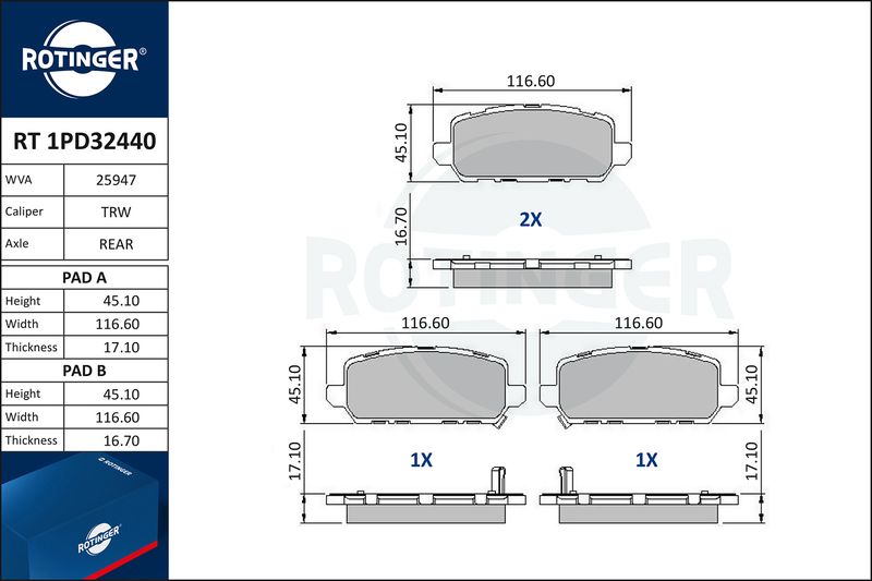 This part match OEM code: 43022-T2J-H01