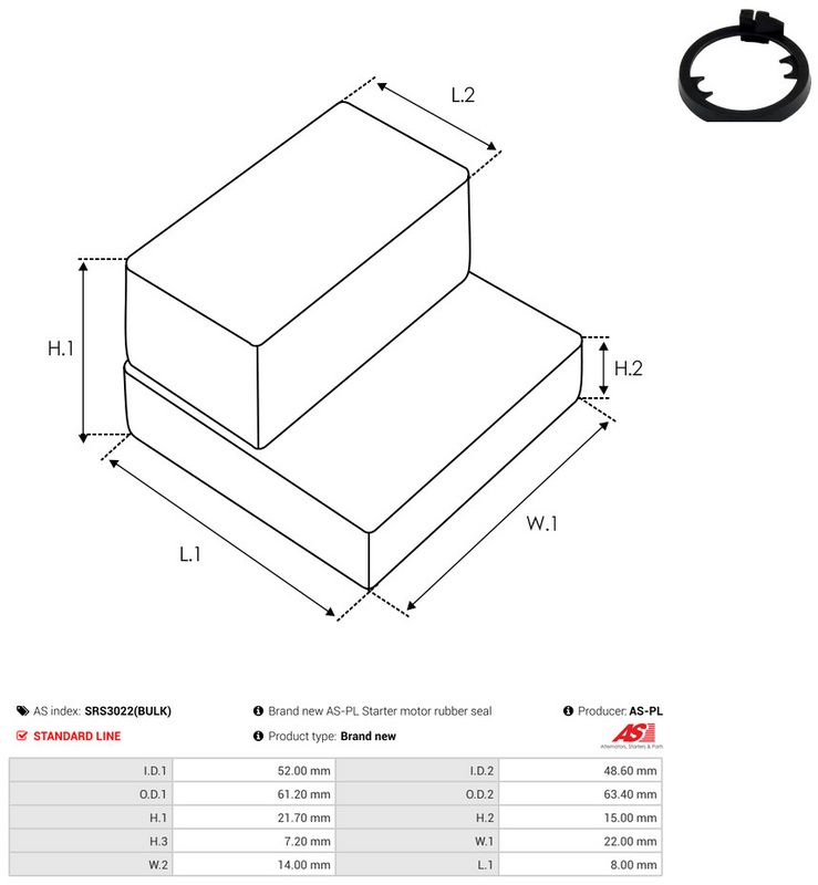 AS-PL SRS3022(BULK) Repair Kit, starter