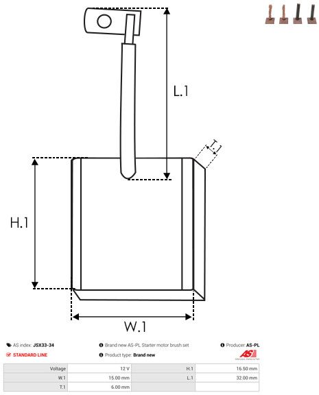 AS-PL JSX33-34 Carbon Brush, starter