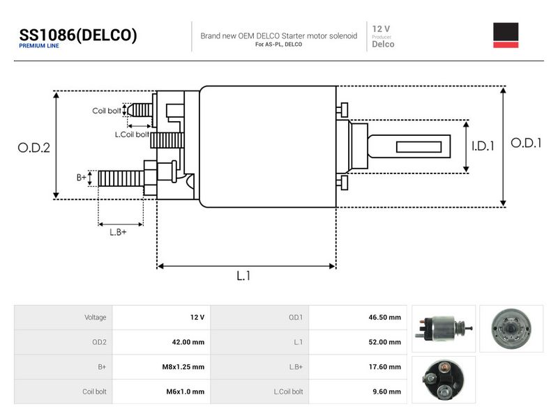Magnetlülitus, starter, AS-PL SS1086(DELCO)
