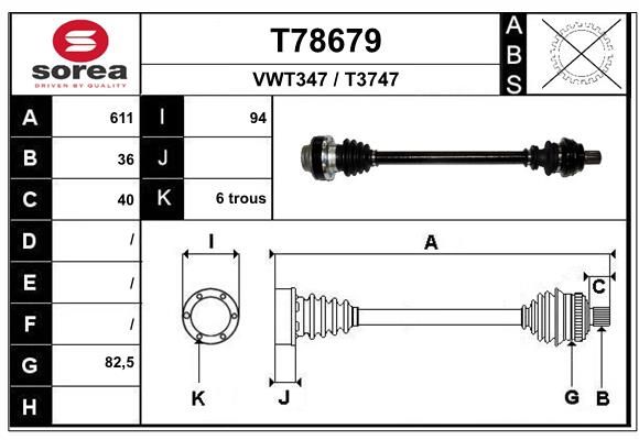 EAI hajtótengely T78679