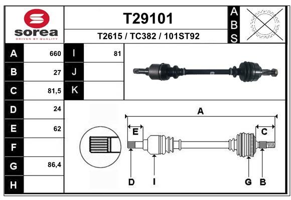 EAI hajtótengely T29101