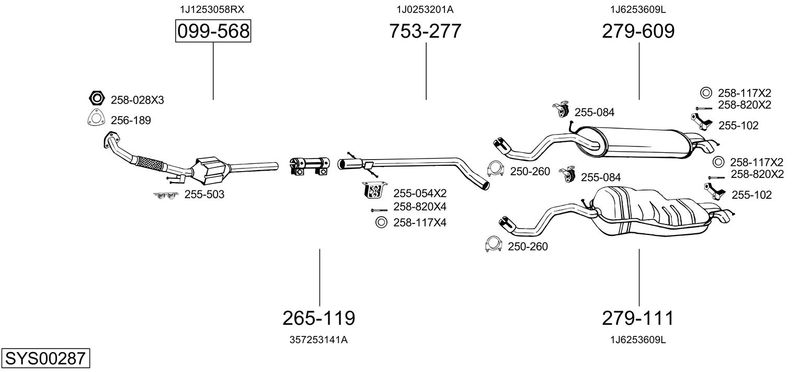 BOSAL kipufogórendszer SYS00287