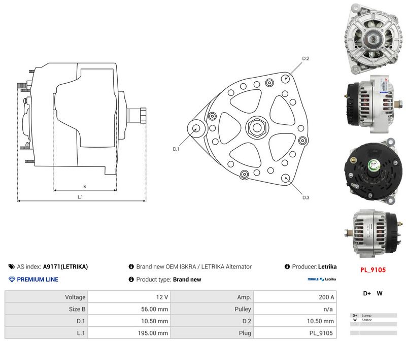 AS-PL A9171(LETRIKA) Alternator